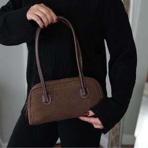 Brown faux suede bag